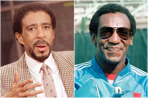 Comedian Richard Pryor gesture while sharing a laugh with David Letterman during the "David Letterman Show" in New York Thursday, January 15, 1987. Pryor is starring in the film "Critical Condition." (AP Photo/Susan Ragan)